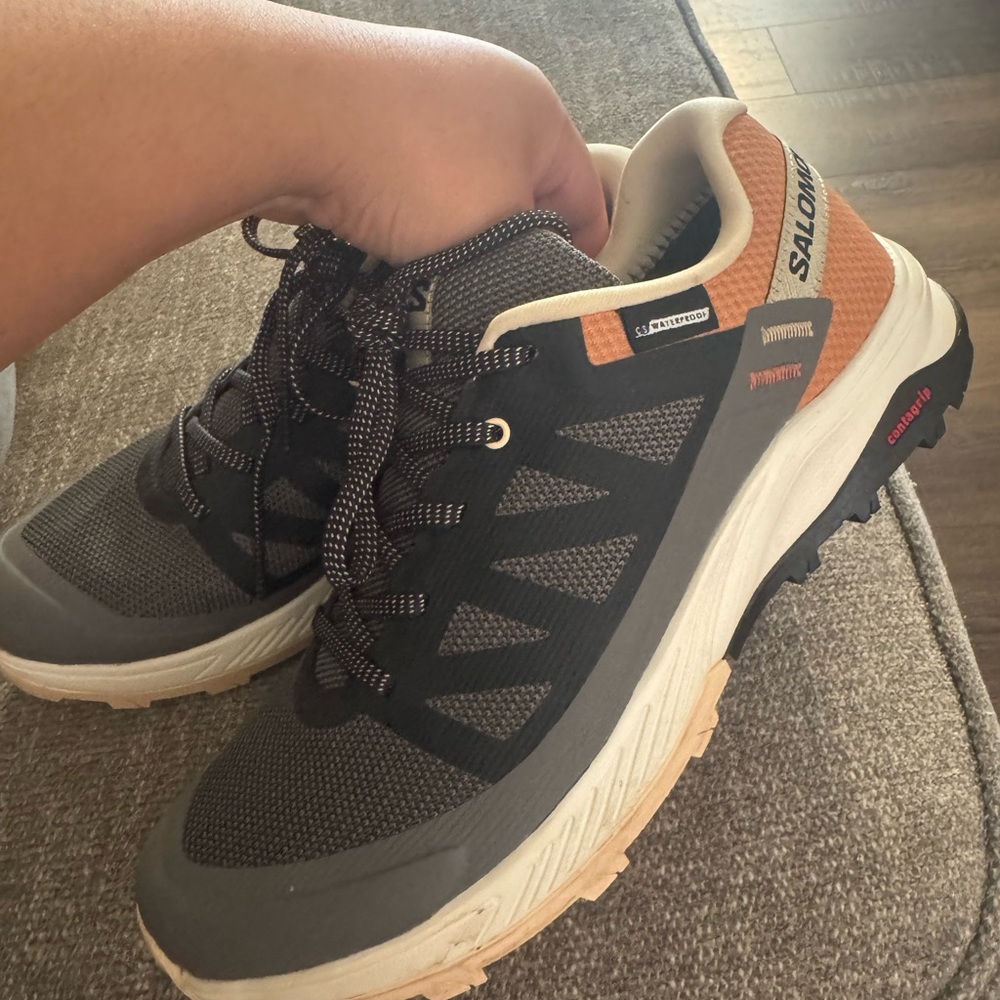 Salomon Gray and Orange Athletic Shoes for hiking